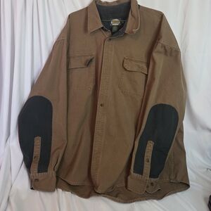 Cabelas Mens Heavy Workwear Button Up Shirt Hunting Outdoor Khaki & Green 2XL